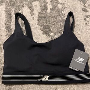 New Balance Women's Black Sports Bra with White Accents